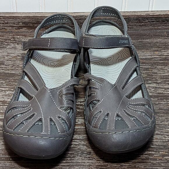 JSport by Jambu Women's Gray Poppy Sport Sandal Comfort Sole Size 8 - Picture 2 of 6